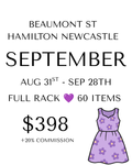 Rent a Rack - Full Rack - Up to 60 Items -Newcastle SEPTEMBER Beaumont